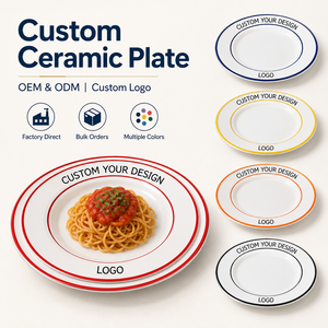 Custom Ceramic Pasta Plate with Logo Color Rim