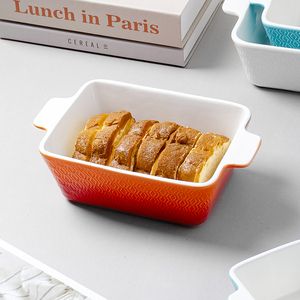 Custom Ceramic Baking Pan Embossed Bakeware Gradient Glazed