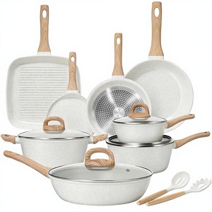EWFEN 25-Piece Nonstick Ceramic Cookware Set Healthy Non-Toxic Induction Compatible Large Capacity PFAS/PTFE/PFOA Free Cream