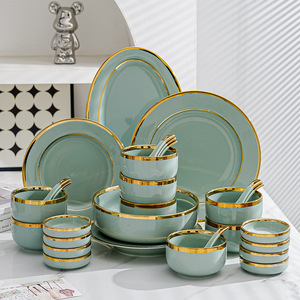 Luxury Mint Green Underglaze Ceramic Dinnerware Set