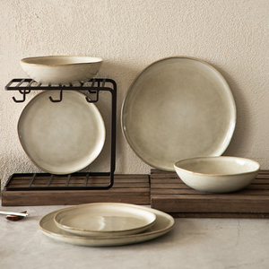 EKA Wholesale Europe Stoneware Plate and Bowl Porcelain Dinner Set Reactive Glaze Ceramic Dinnerware Set
