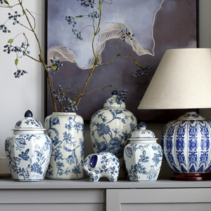 Custom Antique Blue And White Ceramic Vase Nordic Home Ceramic Ornament Flower Vase Home Decoration Ceramic Vase