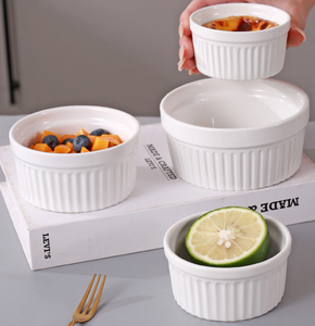 Manufacture Wholesale Custom 4pcs Round White Ceramic Porcelain Ramekin Set