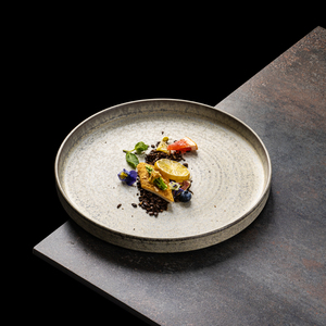 YAYU High-Fired Reactive Glaze Quality Stoneware Heavy Duty Grey Crockery Stackable Plates For Restaurant Catering Equipment