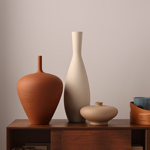 TONFO Wabi-Sabi White Ceramic Vase French Vintage Brushed Porcelain Flower Pots Home Decor Living Room TV Cabinet Ornaments