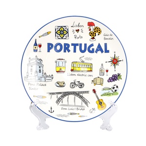 Custom Ceramic Portugal Plate Iconic Landmarks Souvenir