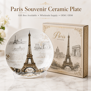 Paris Souvenirs Ceramic Plate Eiffel Tower Design Porcelain